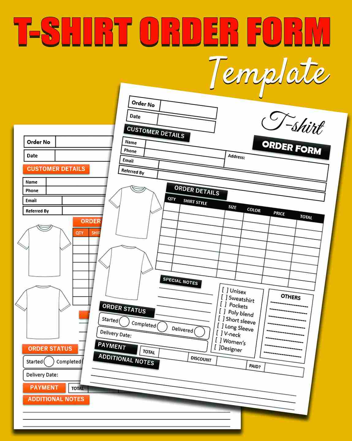 T-Shirt Order Form Template Editable 